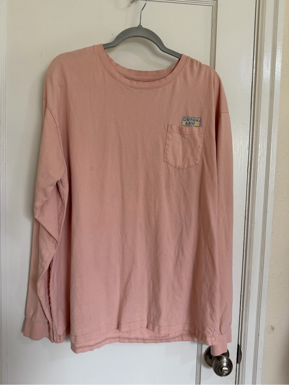 Men’s light pink Dutch luv Dutch bros long sleeve tee